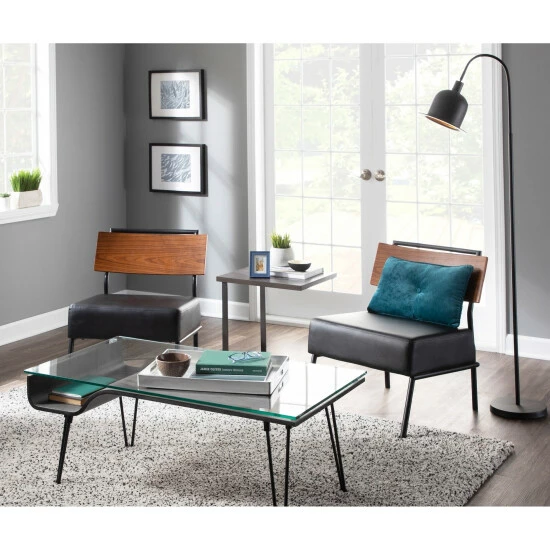 Coupon π€© Copper Grove Ahrensburg Faux Leather And Walnut Wood Accent Chair - N/A Grey π― - Image 2