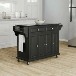 Promo π Copper Grove Kanha Black Wood Kitchen Cart/ Island With Solid Black Granite Top - N/A π