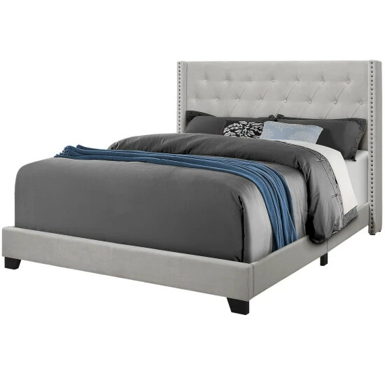 Best Sale π Copper Grove Butmas Light Grey Velvet Queen Bed With Chrome Trim π₯° - Image 2
