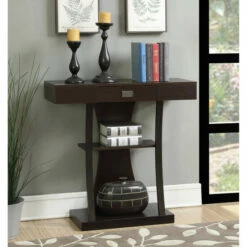 Brand new 👍 Copper Grove Helena 1 Drawer Console Table With Shelves Black 🔥