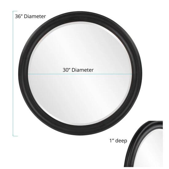 New π Copper Grove Lilas Matte Black Round Wall Mirror π - Image 6