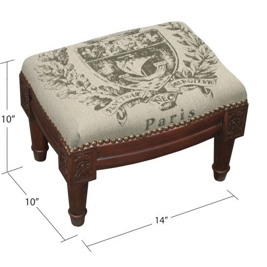 Best Pirce π Copper Grove Castletown Paris Crest Upholstered Wood Footstool π - Image 2