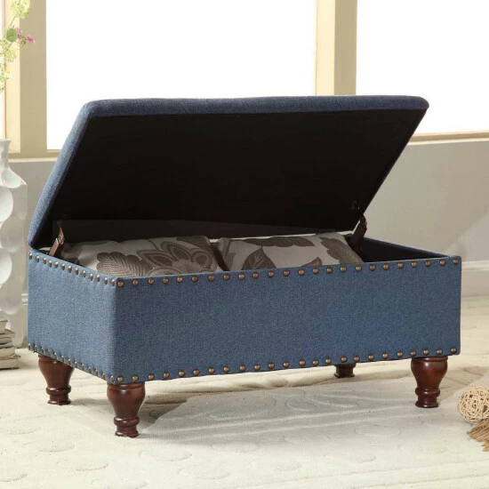 New π₯° Copper Grove Compiegne Blue Storage Bench With Nailhead Trim π - Image 2