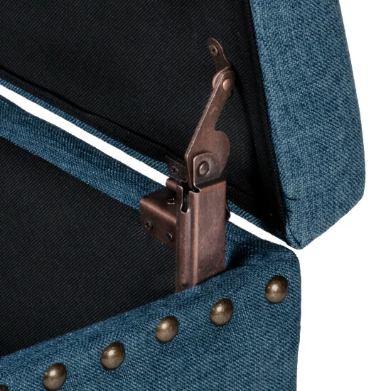 New π₯° Copper Grove Compiegne Blue Storage Bench With Nailhead Trim π - Image 3