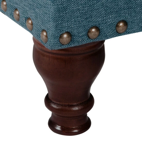 New π₯° Copper Grove Compiegne Blue Storage Bench With Nailhead Trim π - Image 4