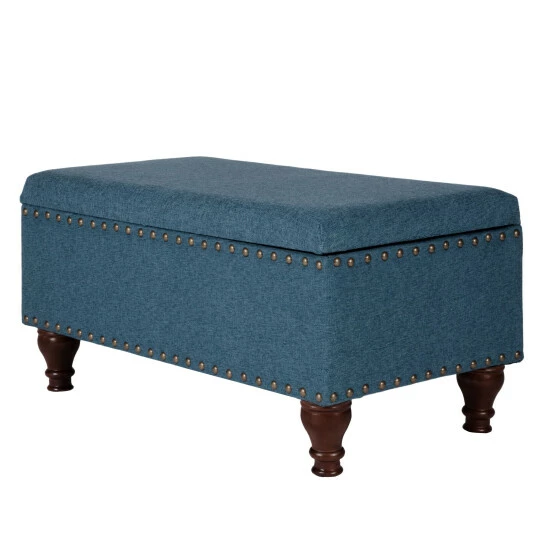 New π₯° Copper Grove Compiegne Blue Storage Bench With Nailhead Trim π - Image 5