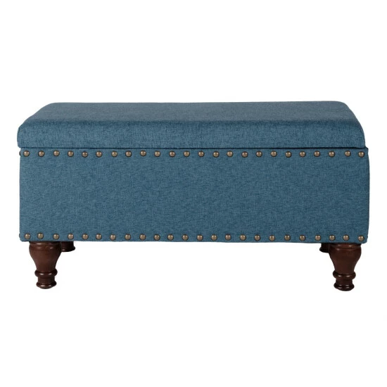 New π₯° Copper Grove Compiegne Blue Storage Bench With Nailhead Trim π - Image 6