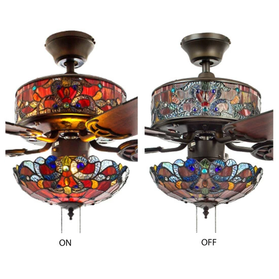 Buy 𧨠Copper Grove Guasipati 52-inch Tiffany-style Magna Carta Ceiling Fan - 52"L X 52"W X 16.5 π - Image 4