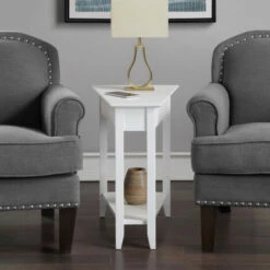 Promo 👍 Copper Grove Aubrieta Wedge End Table White 🧨