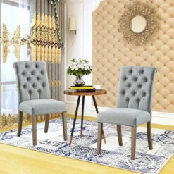 Promo 👏 Copper Grove Bruzual Grey Upholstered Armless Wood Accent Chairs (Set Of 2) 🛒