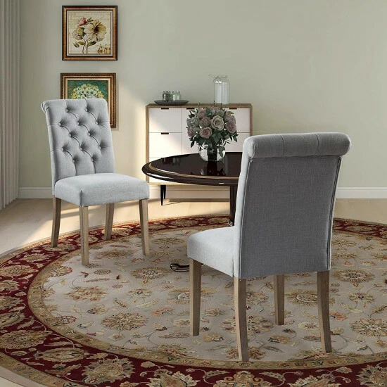 Promo π Copper Grove Bruzual Grey Upholstered Armless Wood Accent Chairs (Set Of 2) π - Image 4
