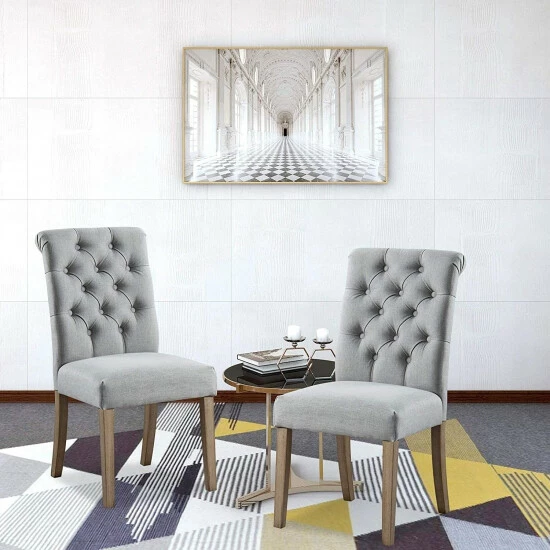 Promo π Copper Grove Bruzual Grey Upholstered Armless Wood Accent Chairs (Set Of 2) π - Image 5