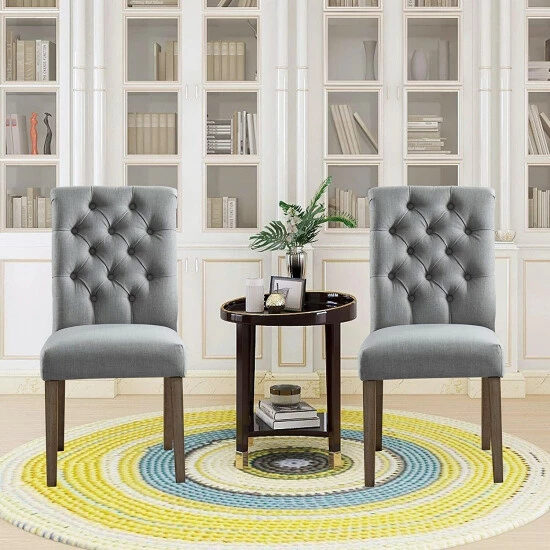 Promo π Copper Grove Bruzual Grey Upholstered Armless Wood Accent Chairs (Set Of 2) π - Image 6