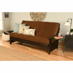 Flash Sale ⌛ Copper Grove Dixie Espresso Full-size Futon Frame With Bonded Leather Innerspring Mattress Suede Blue 🔥