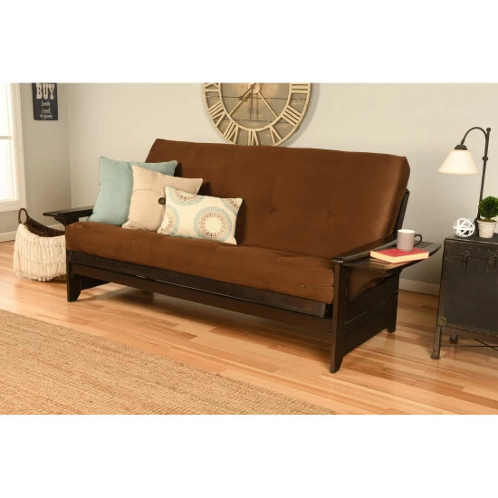 Flash Sale β Copper Grove Dixie Espresso Full-size Futon Frame With Bonded Leather Innerspring Mattress Suede Blue π₯