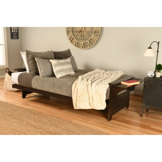 Flash Sale β Copper Grove Dixie Espresso Full-size Futon Frame With Bonded Leather Innerspring Mattress Suede Blue π₯ - Image 3