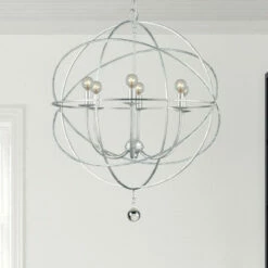 Flash Sale 😉 Copper Grove Poltava 6-light Silvertone Globe Chandelier 💯