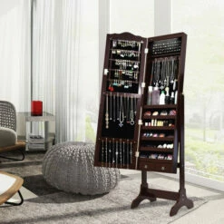 Wholesale π Copper Grove Newtown Espresso Jewelry Cabinet With LED π Dressing Mirror Brown π