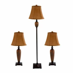 Buy 🌟 Copper Grove Delta 🔨 Hammered Bronze Lamp Set (2 Table Lamps, 1 Floor Lamp) 🎁