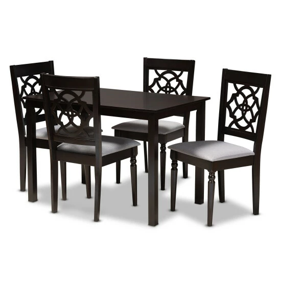Budget π€© Copper Grove Ibb Modern Fabric 5-piece Dining Set Grey And Espresso π - Image 3