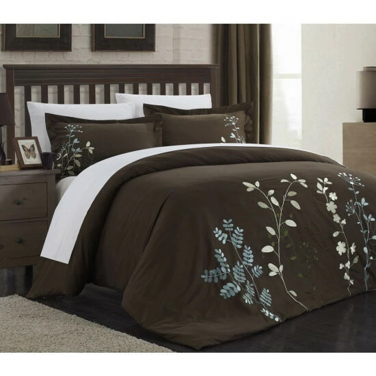Deals π Copper Grove Burwell Floral Embroidered Microfiber 3-piece Duvet Cover Set Beige β - Image 2