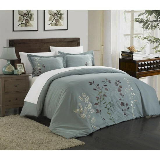 Deals π Copper Grove Burwell Floral Embroidered Microfiber 3-piece Duvet Cover Set Beige β - Image 3
