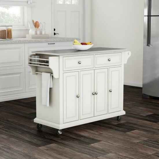 Coupon β¨ Copper Grove Tillebrook White Finish Stainless Steel Top Kitchen Cart And Island π