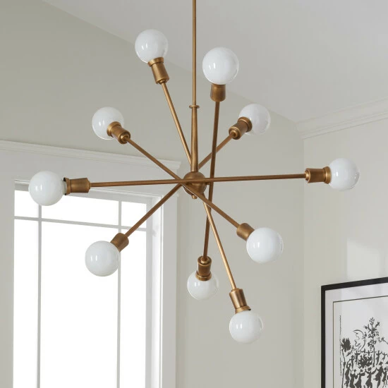 Promo π Copper Grove Dvemogili 10-light Natural Brass Sputnik Chandelier π