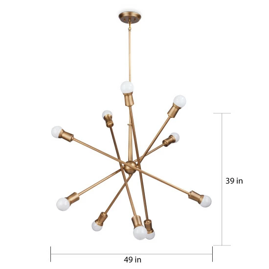 Promo π Copper Grove Dvemogili 10-light Natural Brass Sputnik Chandelier π - Image 4