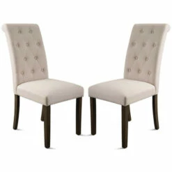 Promo 👍 Copper Grove Chirchiq Armless Tufted Upholstered Cushioned Dining Chairs (Set Of 2) Grey 💯