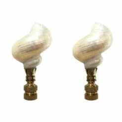 Brand new ❤️ Copper Grove Talence Natural White Seashell Lamp Finial With Polished Brass Base (Set Of 2) 😍