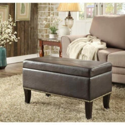 Brand new 💯 Copper Grove Helena Winslow Upholstered Storage Ottoman Tan Fabric 🧨