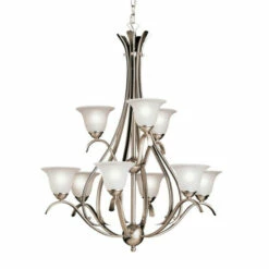 Best Sale 🤩 Copper Grove Rocklea 9-light Tiered Brushed Nickel Chandelier 🌟