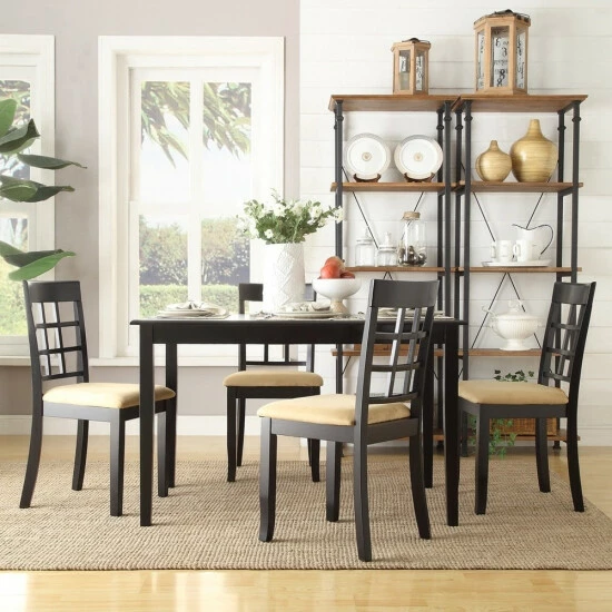 Best reviews of π Copper Grove Liebenwerda Black Window-back 5-piece Dining Set Black Ladder Back Chair π