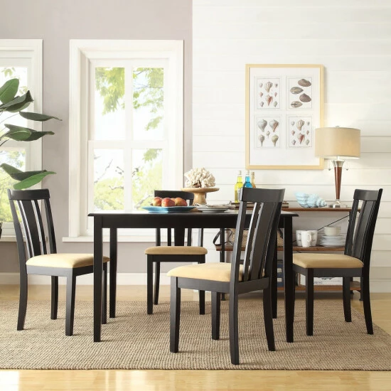 Best reviews of π Copper Grove Liebenwerda Black Window-back 5-piece Dining Set Black Ladder Back Chair π - Image 5