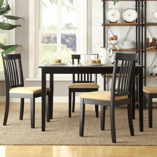 Best reviews of π Copper Grove Liebenwerda Black Window-back 5-piece Dining Set Black Ladder Back Chair π - Image 7