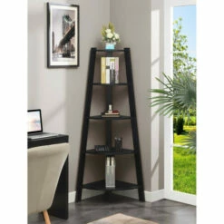 Coupon 🎁 Copper Grove Helena 5 Tier Wide Corner Bookcase Weathered Gray 🌟