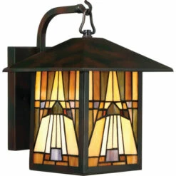 Budget 👏 Copper Grove Cornelius Valiant Bronze Finish Multicolored Glass Medium Wall Lantern ⭐