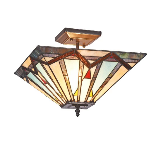 Buy 𧨠Copper Grove Ozalj Tiffany-style 2-light Blackish Bronze Semi-flush Mount π₯