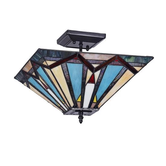 Buy 𧨠Copper Grove Ozalj Tiffany-style 2-light Blackish Bronze Semi-flush Mount π₯ - Image 2
