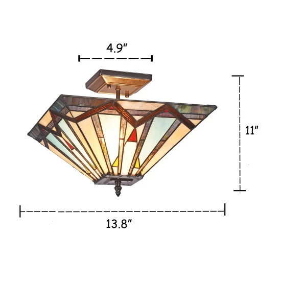 Buy 𧨠Copper Grove Ozalj Tiffany-style 2-light Blackish Bronze Semi-flush Mount π₯ - Image 3