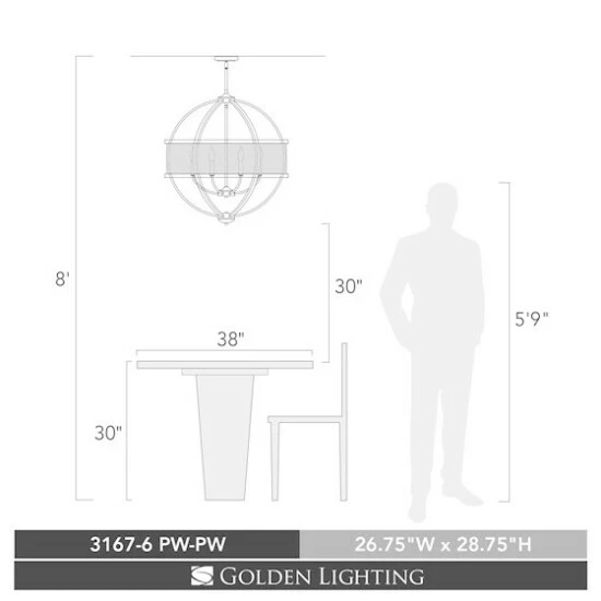Hot Sale π Copper Grove Adrian Pewter 6-light Round Chandelier π - Image 2