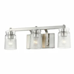 Best Sale 😉 Copper Grove Artashat 3-light Bath Vanity Black With Clear Frosted Artisan Glass 🔔