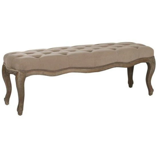 New π€© Copper Grove Qozoon Cushioned Upholstered Bench With Curved Legs Beige β - Image 2