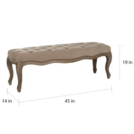 New π€© Copper Grove Qozoon Cushioned Upholstered Bench With Curved Legs Beige β - Image 3