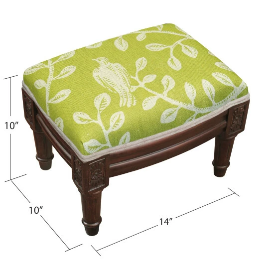 Deals β Copper Grove Castletown Chartreuse Upholstered Wood Footstool With Bird Accents π₯° - Image 2