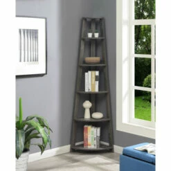 Deals 👍 Copper Grove Helena 5 Tier Corner Bookshelf Espresso ❤️