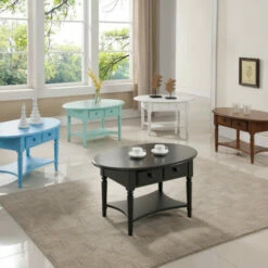 Best Sale βοΈ Copper Grove Churn Creek Oval Coffee Table With Shelf White β